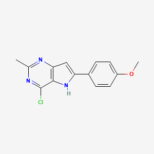 molecular formula C14H12ClN3O B13872692 4-chloro-6-(4-methoxyphenyl)-2-methyl-5H-pyrrolo[3,2-d]pyrimidine 