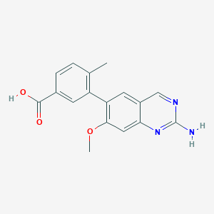 molecular formula C17H15N3O3 B13872698 3-(2-Amino-7-methoxyquinazolin-6-yl)-4-methylbenzoic acid 