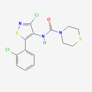 molecular formula C14H13Cl2N3OS2 B13872700 N4-[3-chloro-5-(2-chlorophenyl)isothiazol-4-yl]thiomorpholine-4-carboxamide 