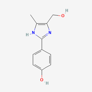 molecular formula C11H12N2O2 B13872782 4-[4-(hydroxymethyl)-5-methyl-1H-imidazol-2-yl]phenol 