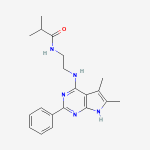 N-[2-[(5,6-dimethyl-2-phenyl-7H-pyrrolo[2,3-d]pyrimidin-4-yl)amino]ethyl]-2-methylpropanamide