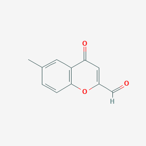 molecular formula C11H8O3 B13872842 6-Methyl-4-oxochromene-2-carbaldehyde 