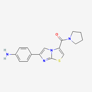 molecular formula C16H16N4OS B1387288 {4-[3-(Pyrrolidin-1-ylcarbonyl)imidazo[2,1-b][1,3]thiazol-6-yl]phenyl}amine CAS No. 1170638-37-5
