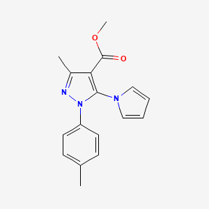 molecular formula C17H17N3O2 B1387302 Methyl 3-methyl-1-(4-methylphenyl)-5-(1H-pyrrol-1-yl)-1H-pyrazole-4-carboxylate CAS No. 1170475-98-5