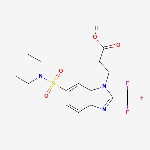 molecular formula C15H18F3N3O4S B1387305 3-[6-[(Diethylamino)sulfonyl]-2-(trifluoromethyl)-1H-benzimidazol-1-yl]propanoic acid CAS No. 1171865-50-1