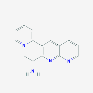 molecular formula C15H14N4 B13873127 1-(3-(Pyridin-2-yl)-1,8-naphthyridin-2-yl)ethanamine 