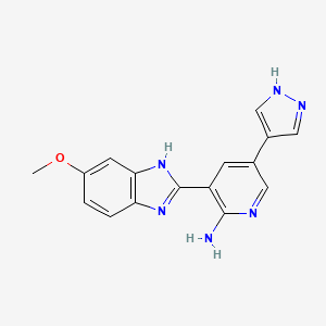 molecular formula C16H14N6O B13873194 3-(6-methoxy-1H-benzimidazol-2-yl)-5-(1H-pyrazol-4-yl)pyridin-2-amine 