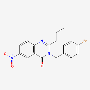 molecular formula C18H16BrN3O3 B13873204 3-[(4-Bromophenyl)methyl]-6-nitro-2-propylquinazolin-4-one 