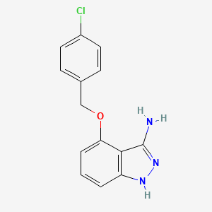 molecular formula C14H12ClN3O B13873232 4-[(4-chlorophenyl)methoxy]-1H-indazol-3-amine CAS No. 871708-38-2