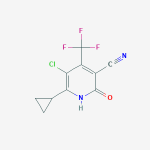 molecular formula C10H6ClF3N2O B1387325 5-Chloro-6-cyclopropyl-2-hydroxy-4-(trifluoromethyl)nicotinonitrile CAS No. 1092352-56-1