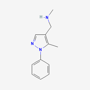 molecular formula C12H15N3 B1387327 Methyl[(5-methyl-1-phenylpyrazol-4-yl)methyl]amine CAS No. 1031843-22-7