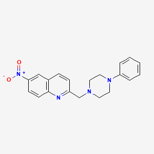 molecular formula C20H20N4O2 B13873334 Quinoline, 6-nitro-2-[(4-phenyl-1-piperazinyl)methyl]- CAS No. 832101-98-1