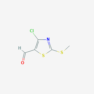 molecular formula C5H4ClNOS2 B13873405 4-Chloro-2-methylsulfanyl-1,3-thiazole-5-carbaldehyde 