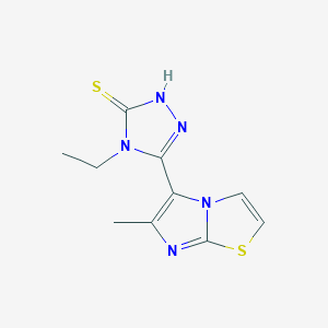 molecular formula C10H11N5S2 B1387344 4-éthyl-5-(6-méthylimidazo[2,1-b][1,3]thiazol-5-yl)-4H-1,2,4-triazole-3-thiol CAS No. 1105191-31-8