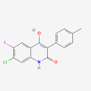 molecular formula C16H11ClINO2 B13873442 7-chloro-4-hydroxy-6-iodo-3-(4-methylphenyl)-1H-quinolin-2-one 