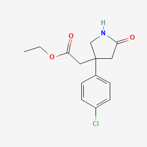 molecular formula C14H16ClNO3 B13873477 Ethyl 2-[3-(4-chlorophenyl)-5-oxopyrrolidin-3-yl]acetate 