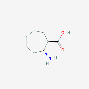 molecular formula C8H15NO2 B13873489 Cycloheptanecarboxylic acid, 2-amino-, trans- CAS No. 42418-84-8