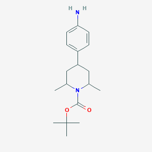 molecular formula C18H28N2O2 B13873579 Tert-butyl 4-(4-aminophenyl)-2,6-dimethylpiperidine-1-carboxylate 