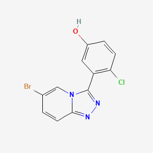 molecular formula C12H7BrClN3O B13873621 3-(6-Bromo-[1,2,4]triazolo[4,3-a]pyridin-3-yl)-4-chlorophenol 