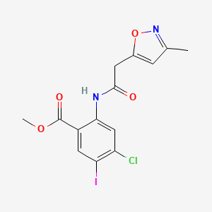 molecular formula C14H12ClIN2O4 B13873654 Methyl 4-chloro-5-iodo-2-[[2-(3-methyl-1,2-oxazol-5-yl)acetyl]amino]benzoate 