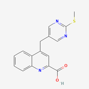 molecular formula C16H13N3O2S B13873759 4-[(2-Methylsulfanylpyrimidin-5-yl)methyl]quinoline-2-carboxylic acid 