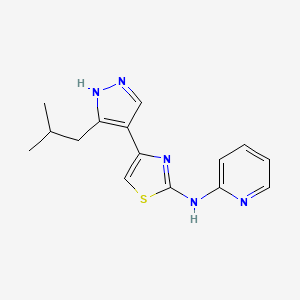 molecular formula C15H17N5S B13873785 4-[5-(2-methylpropyl)-1H-pyrazol-4-yl]-N-pyridin-2-yl-1,3-thiazol-2-amine 