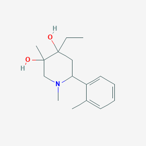 molecular formula C16H25NO2 B138738 4-Ethyl-1,3-dimethyl-6-(2-methylphenyl)piperidine-3,4-diol CAS No. 128887-79-6