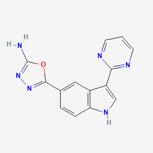 5-(3-pyrimidin-2-yl-1H-indol-5-yl)-1,3,4-oxadiazol-2-amine