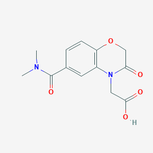molecular formula C13H14N2O5 B1387406 {6-[(Dimethylamino)carbonyl]-3-oxo-2,3-dihydro-4H-1,4-benzoxazin-4-yl}acetic acid CAS No. 1170633-97-2