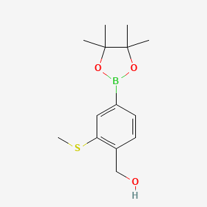 molecular formula C14H21BO3S B13874083 (2-(Methylthio)-4-(4,4,5,5-tetramethyl-1,3,2-dioxaborolan-2-yl)phenyl)methanol 