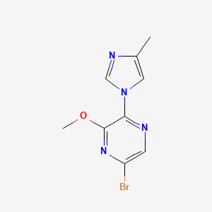 molecular formula C9H9BrN4O B13874094 5-bromo-3-methoxy-2-(4-methyl-1H-imidazol-1-yl)pyrazine 