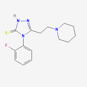 molecular formula C15H19FN4S B1387414 4-(2-Fluorophenyl)-5-(2-piperidin-1-ylethyl)-4H-1,2,4-triazole-3-thiol CAS No. 1171522-05-6
