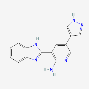 molecular formula C15H12N6 B13874227 3-(1H-benzimidazol-2-yl)-5-(1H-pyrazol-4-yl)pyridin-2-amine 