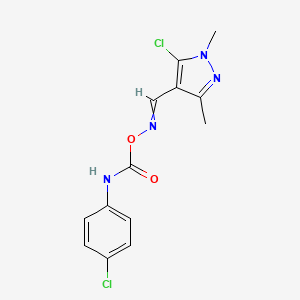 molecular formula C13H12Cl2N4O2 B13874233 [(5-chloro-1,3-dimethylpyrazol-4-yl)methylideneamino] N-(4-chlorophenyl)carbamate 