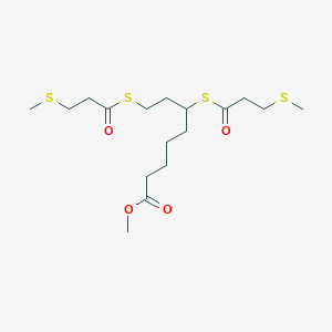 molecular formula C17H30O4S4 B13874257 Methyl 6,8-bis{[3-(methylsulfanyl)propanoyl]sulfanyl}octanoate CAS No. 245112-69-0