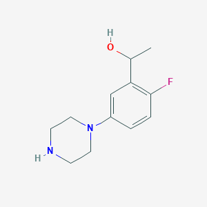 molecular formula C12H17FN2O B13874423 1-(2-Fluoro-5-piperazin-1-ylphenyl)ethanol 