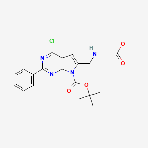 molecular formula C23H27ClN4O4 B13874493 Tert-butyl 4-chloro-6-[[(1-methoxy-2-methyl-1-oxopropan-2-yl)amino]methyl]-2-phenylpyrrolo[2,3-d]pyrimidine-7-carboxylate 