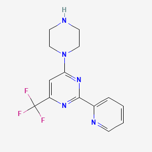 molecular formula C14H14F3N5 B1387452 4-(Piperazin-1-yl)-2-(pyridin-2-yl)-6-(trifluoromethyl)pyrimidine CAS No. 1048913-94-5