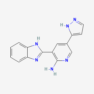 molecular formula C15H12N6 B13874638 3-(1H-benzimidazol-2-yl)-5-(1H-pyrazol-5-yl)pyridin-2-amine 