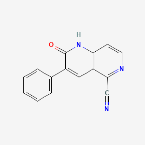 molecular formula C15H9N3O B13874712 2-Oxo-3-phenyl-1,2-dihydro-1,6-naphthyridine-5-carbonitrile 