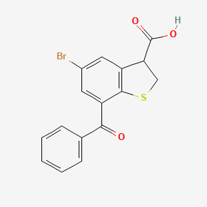 molecular formula C16H11BrO3S B13874833 7-Benzoyl-5-bromo-2,3-dihydro-1-benzothiophene-3-carboxylic acid 