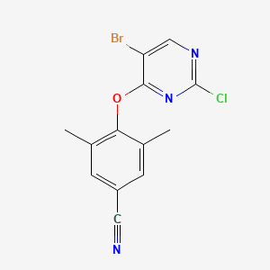 molecular formula C13H9BrClN3O B13874920 4-(5-Bromo-2-chloropyrimidin-4-yl)oxy-3,5-dimethylbenzonitrile 