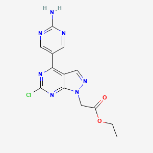 Ethyl 2-[4-(2-aminopyrimidin-5-yl)-6-chloropyrazolo[3,4-d]pyrimidin-1-yl]acetate