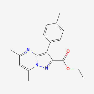 molecular formula C18H19N3O2 B1387504 Ethyl 5,7-dimethyl-3-(4-methylphenyl)pyrazolo[1,5-a]pyrimidine-2-carboxylate CAS No. 1170539-91-9