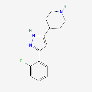 molecular formula C14H16ClN3 B13875044 4-[3-(2-chlorophenyl)-1H-pyrazol-5-yl]piperidine 