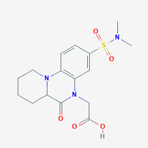 molecular formula C16H21N3O5S B1387506 {3-[(Dimethylamino)sulfonyl]-6-oxo-6,6a,7,8,9,10-hexahydro-5H-pyrido[1,2-a]quinoxalin-5-yl}acetic acid CAS No. 1101836-50-3