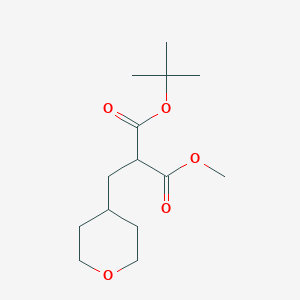 molecular formula C14H24O5 B13875084 3-O-tert-butyl 1-O-methyl 2-(oxan-4-ylmethyl)propanedioate 