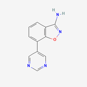 molecular formula C11H8N4O B13875380 7-Pyrimidin-5-yl-1,2-benzoxazol-3-amine 