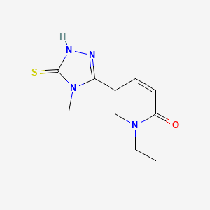 molecular formula C10H12N4OS B1387540 1-ethyl-5-(5-mercapto-4-methyl-4H-1,2,4-triazol-3-yl)pyridin-2(1H)-one CAS No. 1105196-02-8