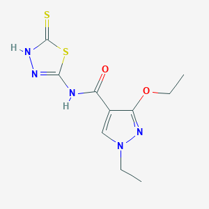 molecular formula C10H13N5O2S2 B1387543 3-ethoxy-1-ethyl-N-(5-mercapto-1,3,4-thiadiazol-2-yl)-1H-pyrazole-4-carboxamide CAS No. 1172334-53-0
